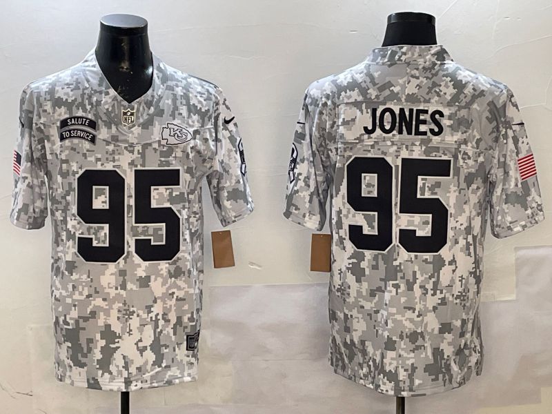 Men Kansas City Chiefs 95 Jones Camo 2025 Nike Salute to Service Limited NFL Jersey style 1
